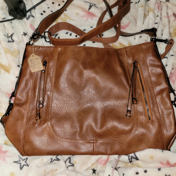 Brown Faux Leather Purse - Picture 1 of 10